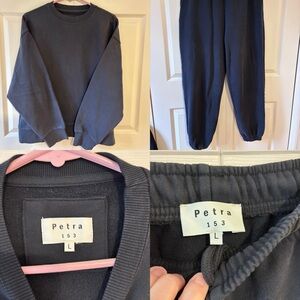 Petra 153 Women’s Black Sweatshirt & Jogger Set Sz Large